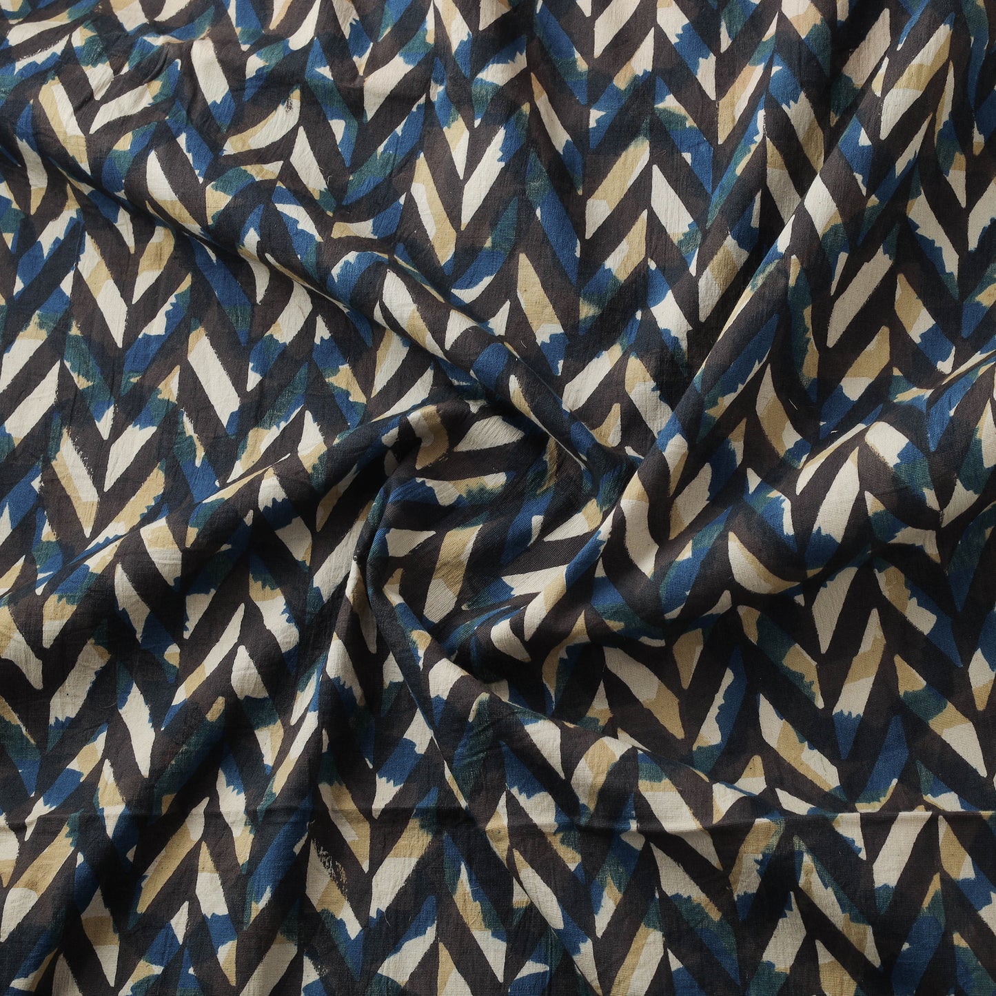 Ajrakh Hand Block Print Natural Dyed Cotton Lycra Fabric 11