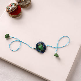 Radha Morpankh - Hand Embroidered Felt Work Rakhi & Lumba Set 45