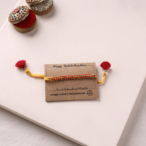 Hand Embroidered Bead Work Chain Stitch Rakhi 47