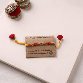 Hand Embroidered Bead Work Chain Stitch Rakhi 47