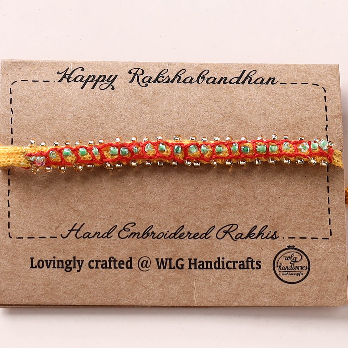 Hand Embroidered Bead Work Chain Stitch Rakhi 47