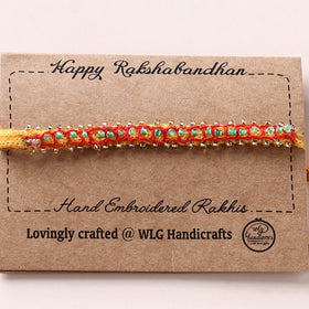 Hand Embroidered Bead Work Chain Stitch Rakhi 47