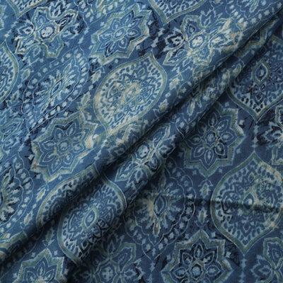 Ajrakh Hand Block Print Natural Dyed Cotton Lycra Fabric 15