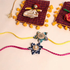  Handmade Fabric Flower Rakhi (Set of 2)
