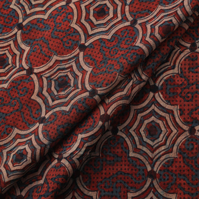 Ajrakh Hand Block Print Natural Dyed Cotton Lycra Fabric 17