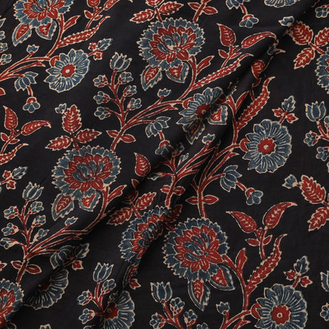 Ajrakh Hand Block Print Natural Dyed Crepe Silk Fabric 18