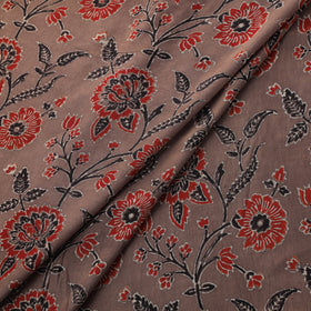 Ajrakh Hand Block Print Natural Dyed Crepe Silk Fabric 19