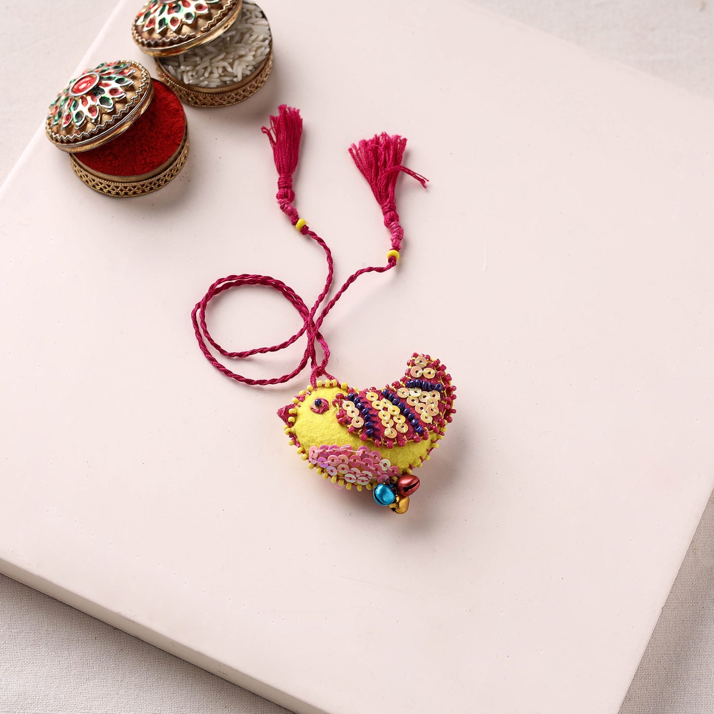 Bird - Hand Embroidered Felt & Bead Work Kids Rakhi 52