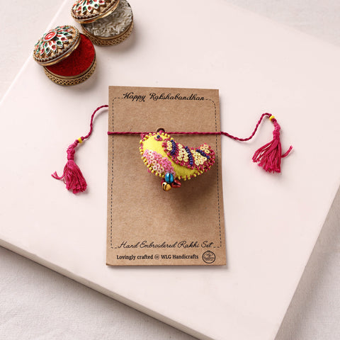 Bird - Hand Embroidered Bead Work Felt Rakhi for Kids 52