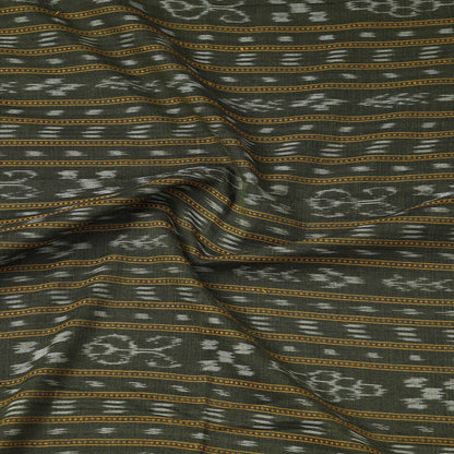 Green - Handloom Stripes Sambalpuri Odisha Ikat Cotton Fabric