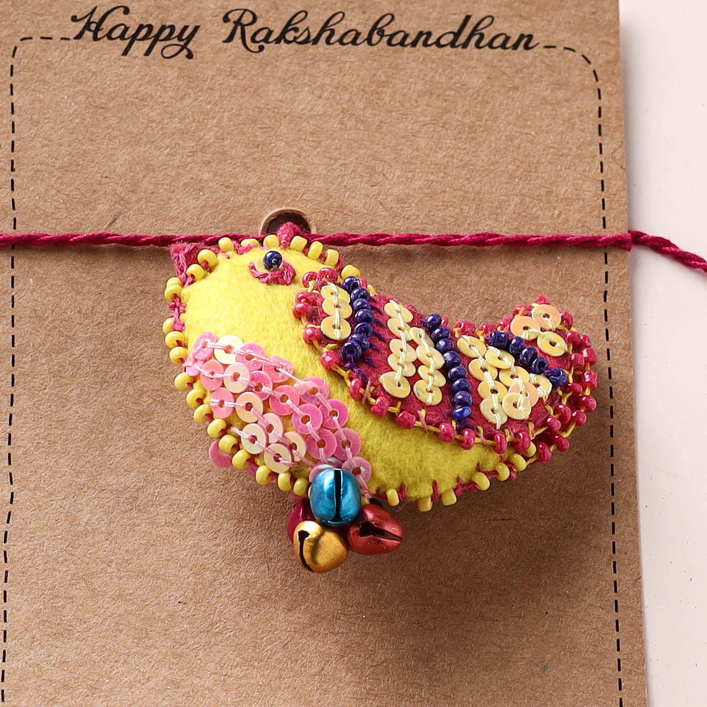 Bird - Hand Embroidered Felt & Bead Work Kids Rakhi 52