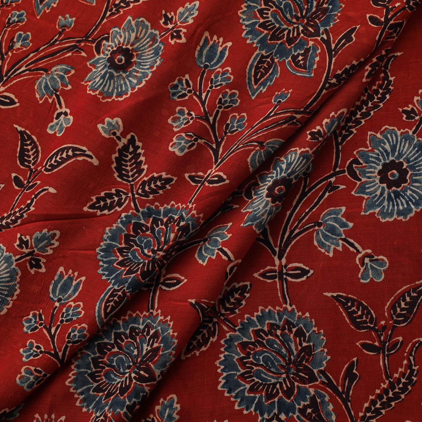 Ajrakh Hand Block Print Natural Dyed Crepe Silk Fabric 21