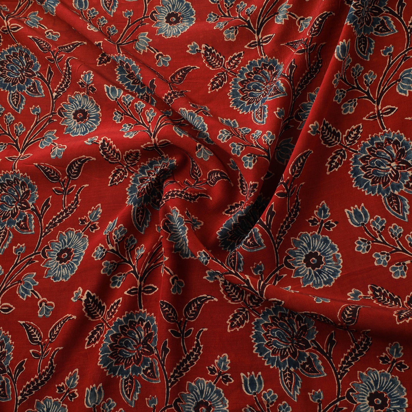 Ajrakh Hand Block Print Natural Dyed Crepe Silk Fabric 21