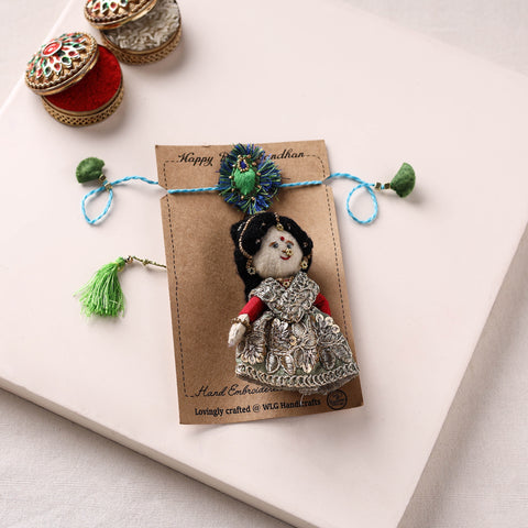 Radha Morpankh - Hand Embroidered Felt Work Rakhi & Lumba Set 55
