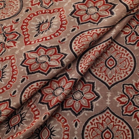 Ajrakh Hand Block Print Natural Dyed Crepe Silk Fabric 32