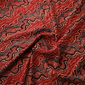 Ajrakh Hand Block Print Natural Dyed Crepe Silk Fabric 25