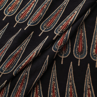 Ajrakh Hand Block Print Natural Dyed Crepe Silk Fabric 26