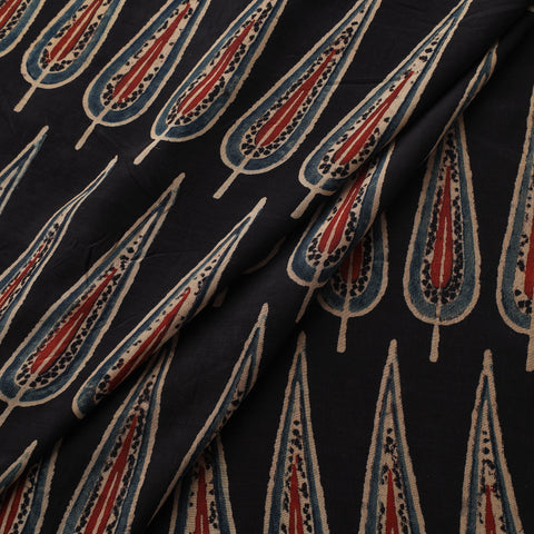 Ajrakh Hand Block Print Natural Dyed Crepe Silk Fabric 26