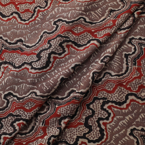 Ajrakh Hand Block Print Natural Dyed Crepe Silk Fabric 28