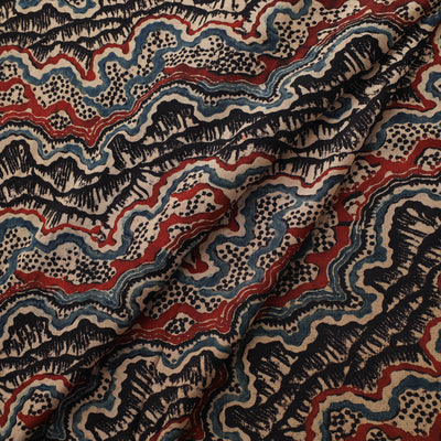 Ajrakh Hand Block Print Natural Dyed Crepe Silk Fabric 29