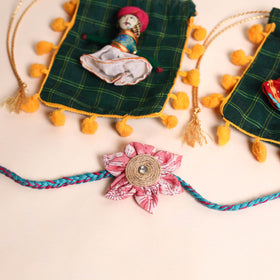  Handmade Fabric Flower Rakhi (Set of 2)