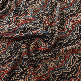 Ajrakh Hand Block Print Natural Dyed Crepe Silk Fabric 29