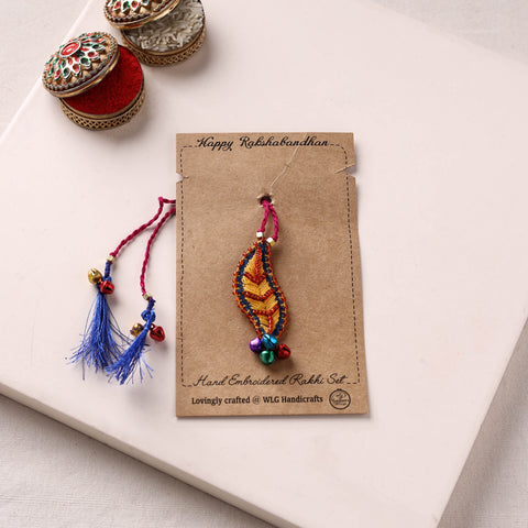 Leaf Ornament - Hand Embroidered Felt & Bead Work Rakhi 60
