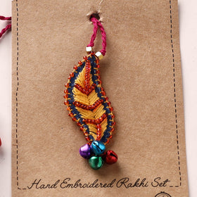 Leaf Ornament - Hand Embroidered Bead Work Felt Lumba Rakhi 60