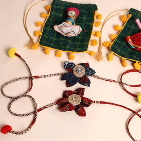 Handmade Fabric Flower Rakhi (Set of 2)