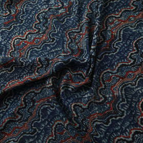 Ajrakh Hand Block Print Natural Dyed Crepe Silk Fabric 33