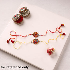Radha Morpankh - Hand Embroidered Felt Work Rakhi & Lumba Set 45