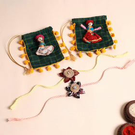  Handmade Fabric Flower Rakhi (Set of 2)