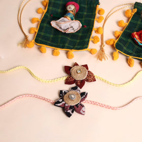  Handmade Fabric Flower Rakhi (Set of 2)