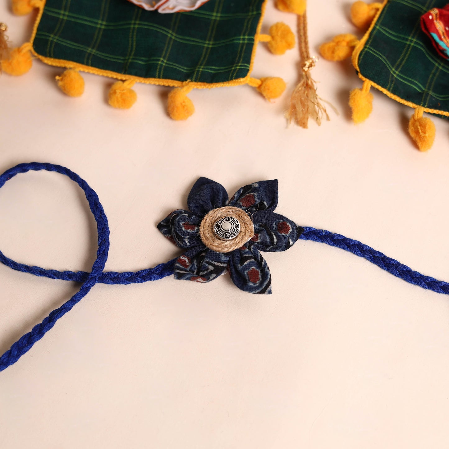  Handmade Fabric Flower Rakhi (Set of 2)