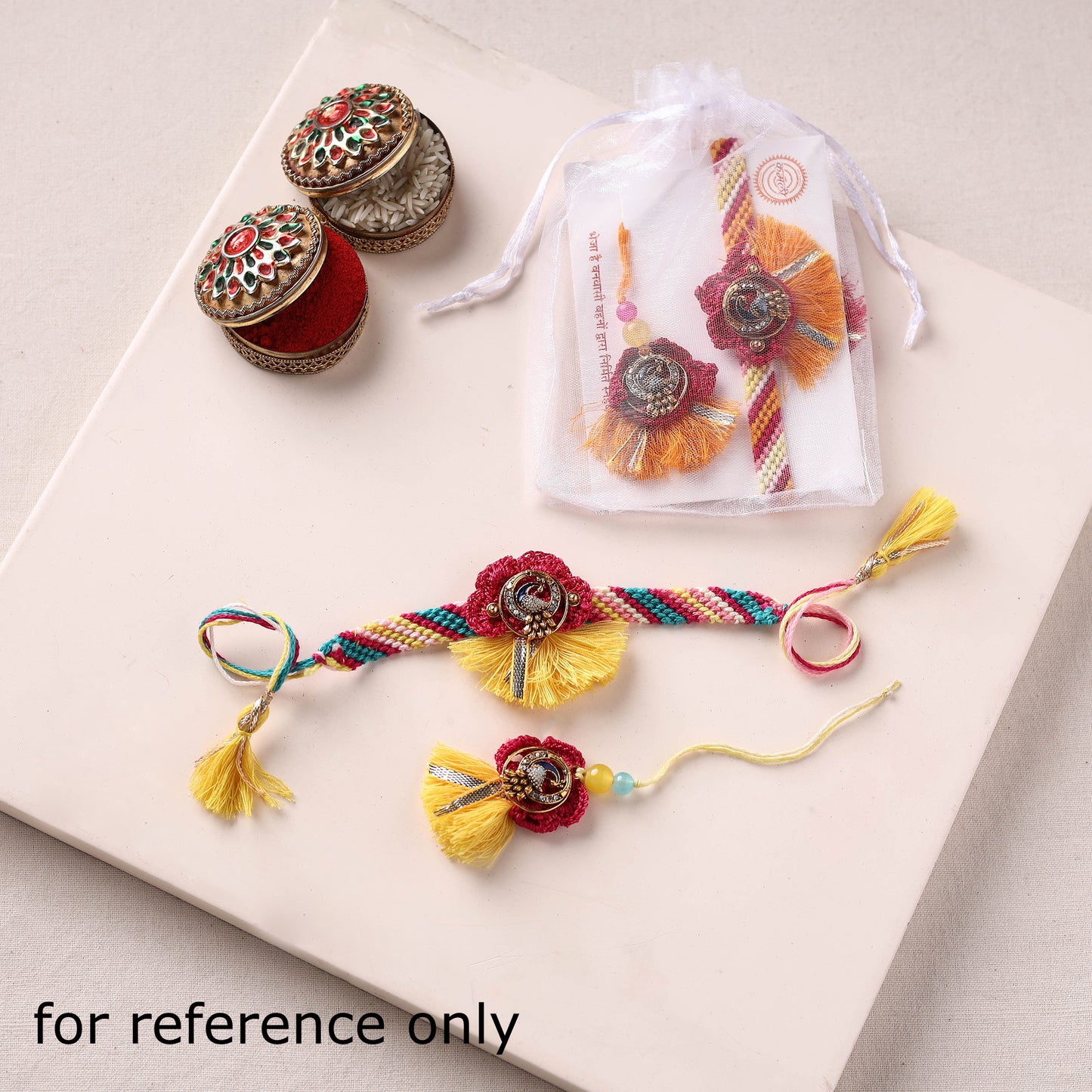 Peacock Handmade Crochet Work Rakhi with Lumba Set 04