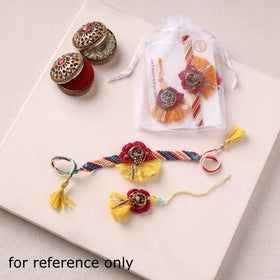 Flower Handmade Crochet Work Bhaiya Bhabhi Rakhi Set 02