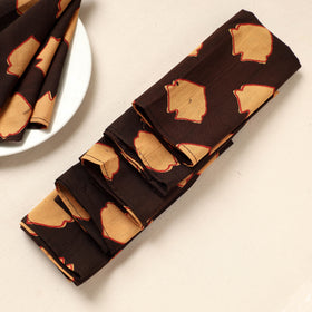  Brown Rang Bahar Block Print Cotton Table Napkins