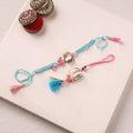 Handmade Crochet Mother of Pearl Shell Rakhi with Lumba Set 01
