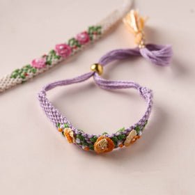 Flower Handmade Crochet Work Bhaiya Bhabhi Rakhi Set 02