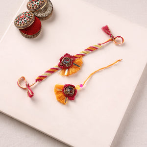 Peacock Handmade Crochet Work Rakhi with Lumba Set 03