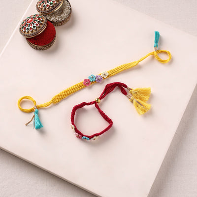 Peacock Handmade Crochet Work Rakhi with Lumba Set 05