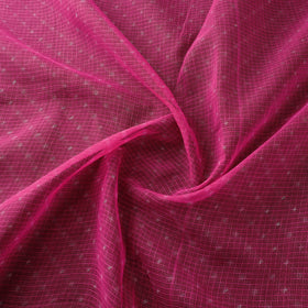 Pink - Leheriya Tie-Dye Kota Doria Cotton Fabric 04