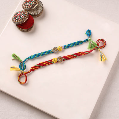 Om Handmade Crochet Work Bhaiya Bhabhi Rakhi Set 07