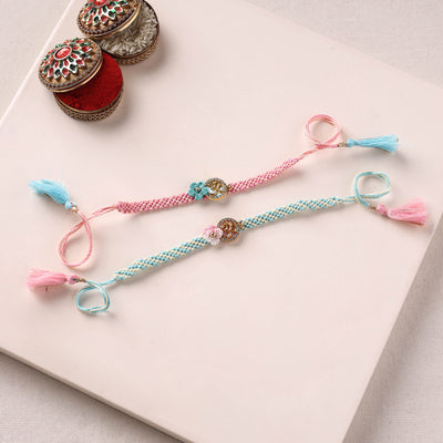Om Handmade Crochet Work Bhaiya Bhabhi Rakhi Set 08