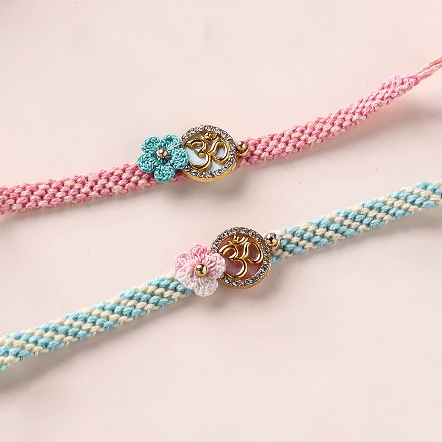Om Handmade Crochet Work Bhaiya Bhabhi Rakhi Set 08