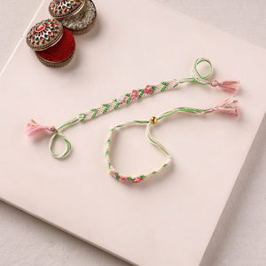 Peacock Handmade Crochet Work Rakhi with Lumba Set 09