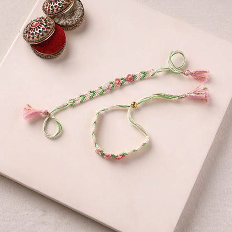 Peacock Handmade Crochet Work Rakhi with Lumba Set 09