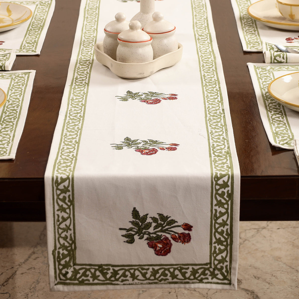 Block Printed Cotton Table Runner