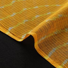 Yellow - Leheriya Tie-Dye Kota Doria Cotton Fabric 06