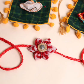  Handmade Fabric Flower Rakhi (Set of 2)